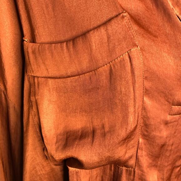 Free People Starry Dreams burnt orange silky v neck tunic top size Medium - Picture 6 of 16